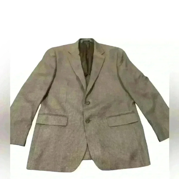 Ralph Lauren 43R Blazer Silk, Cashmere , Wool Suit Jacket Houndstooth Brown - Picture 1 of 8